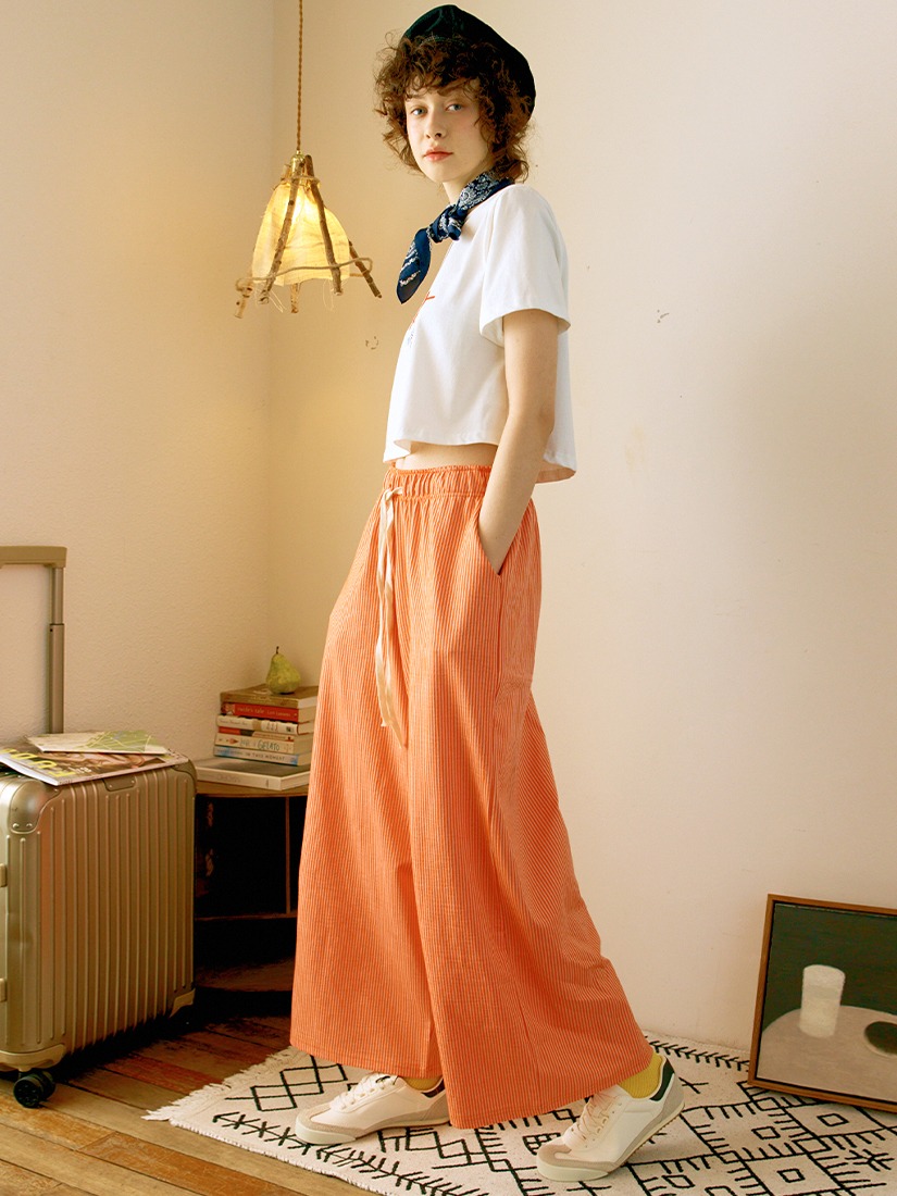 LINE WIDE PANTS - RED